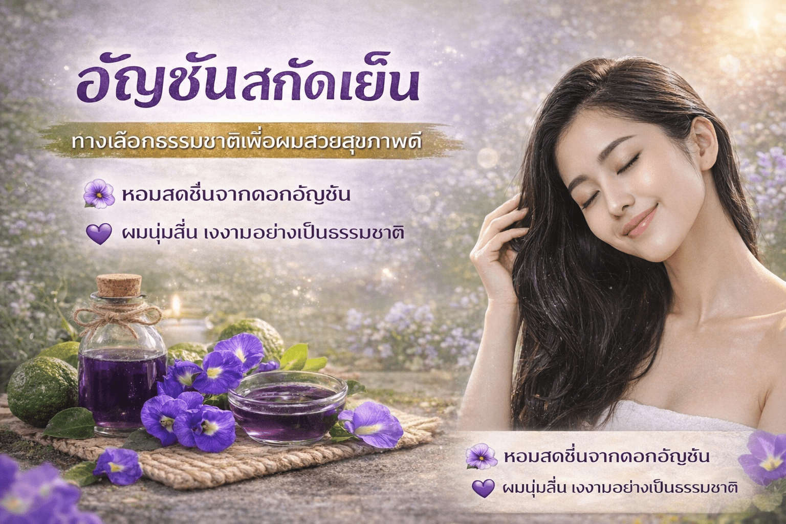 อัญชันสกัดเย็น: นวัตกรรมความงามเพื่อผมดกดำจากธรรมชาติ